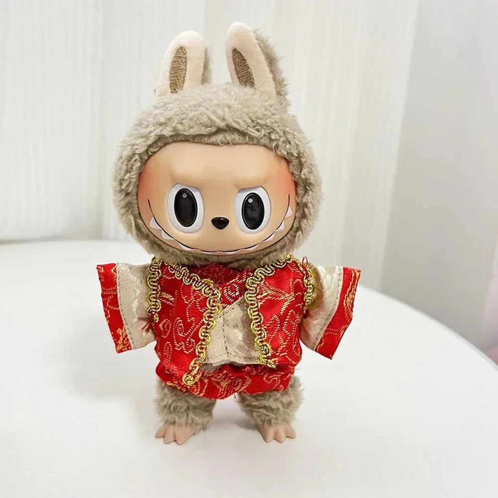 For Coca Cola Series 15-17cm labubu Baby clothes Labubu outfit Christmas festival antique red New Year's clothing Cloak