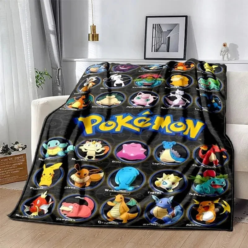 Pokemon Hot Cartoon Anime Flannel Blanket Pikachu Figures Home Sofa Lunch Break Blankets Children Student Blankets Nap Cover Kid