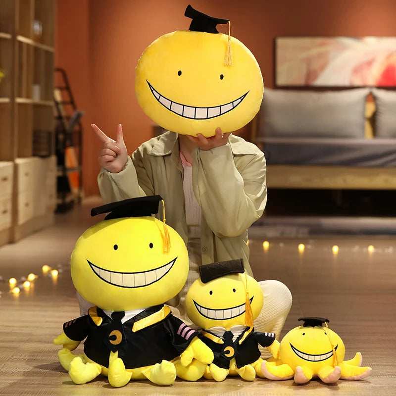 Cute Korosensei Doll Japanese Anime Stuffed Yellow Octopus Plush Toy Assassination Classroom Plushie Decorative Pillow For Sofa