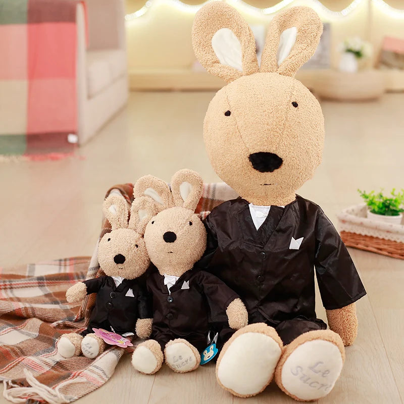 1 Pair Kawaii Wedding Bunny Le Sucre Rabbits Dolls Soft Couple Plush Toys Stuffed Animals for Children Girls Wedding Valentine's