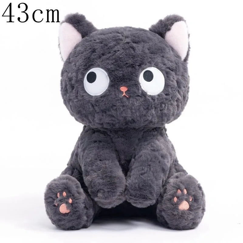 Funny Three Poses Fat Black Cat Plush Stuffed Animals Toy Lifelike Cat Doll for Boys and Girls Children Xmas Birthday Gift