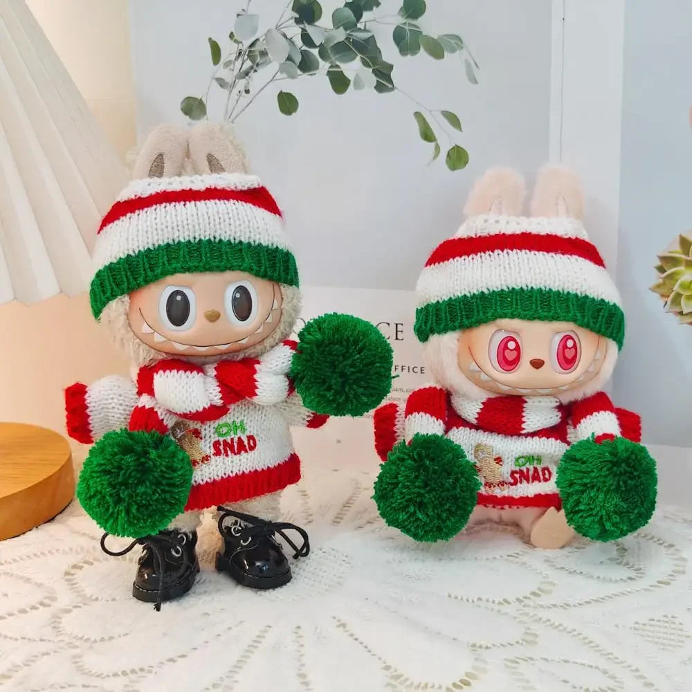 17cm Mini Plush Doll'S Clothes Outfit Accessories For Korea Kpop Exo Labubu Idol Christmas gingerbread man sweater Clothing Gift