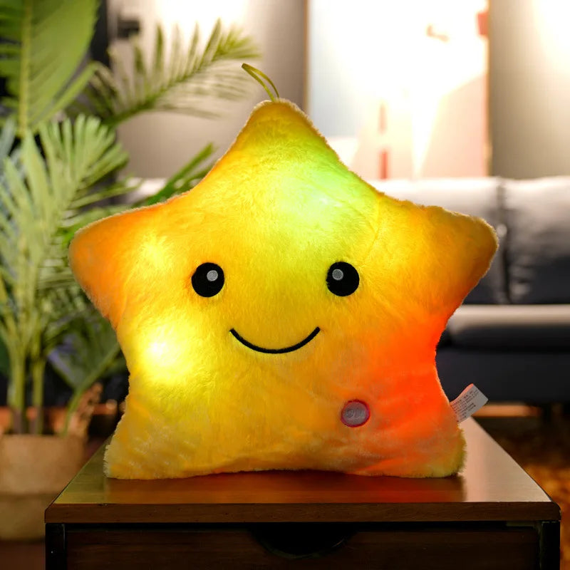 34CM Creative Toy Luminous Pillow Soft Stuffed Plush Glowing Colorful Stars Cushion Led Light Toys Gift For Kids Children Girls