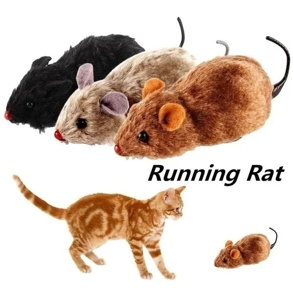 1Pcs Funny Lifelike Plush Mouse Running Rat Toy for Cats Dogs Pets Kids Random Color Cat Birthday Gift