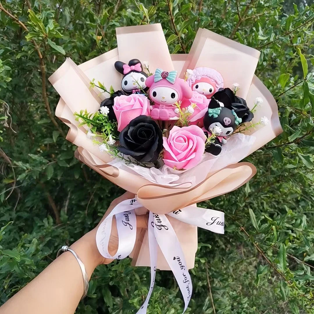 Sanrio Hello Kitty Cartoon Bouquet Anime Kuromi My Melody Plush Toys Kawaii Christmas Girl Valentine's Day Birthday Gifts