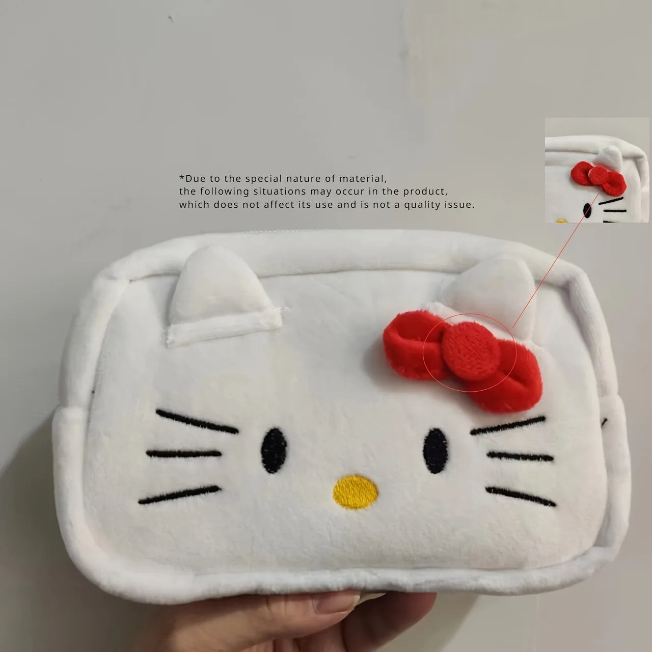 1pc Sanrio New Cute Hello Kitty Plush Pencil Case, Y2k Kawaii Cartoon Stationery Storage Bag, Zipper Cosmetic Bag