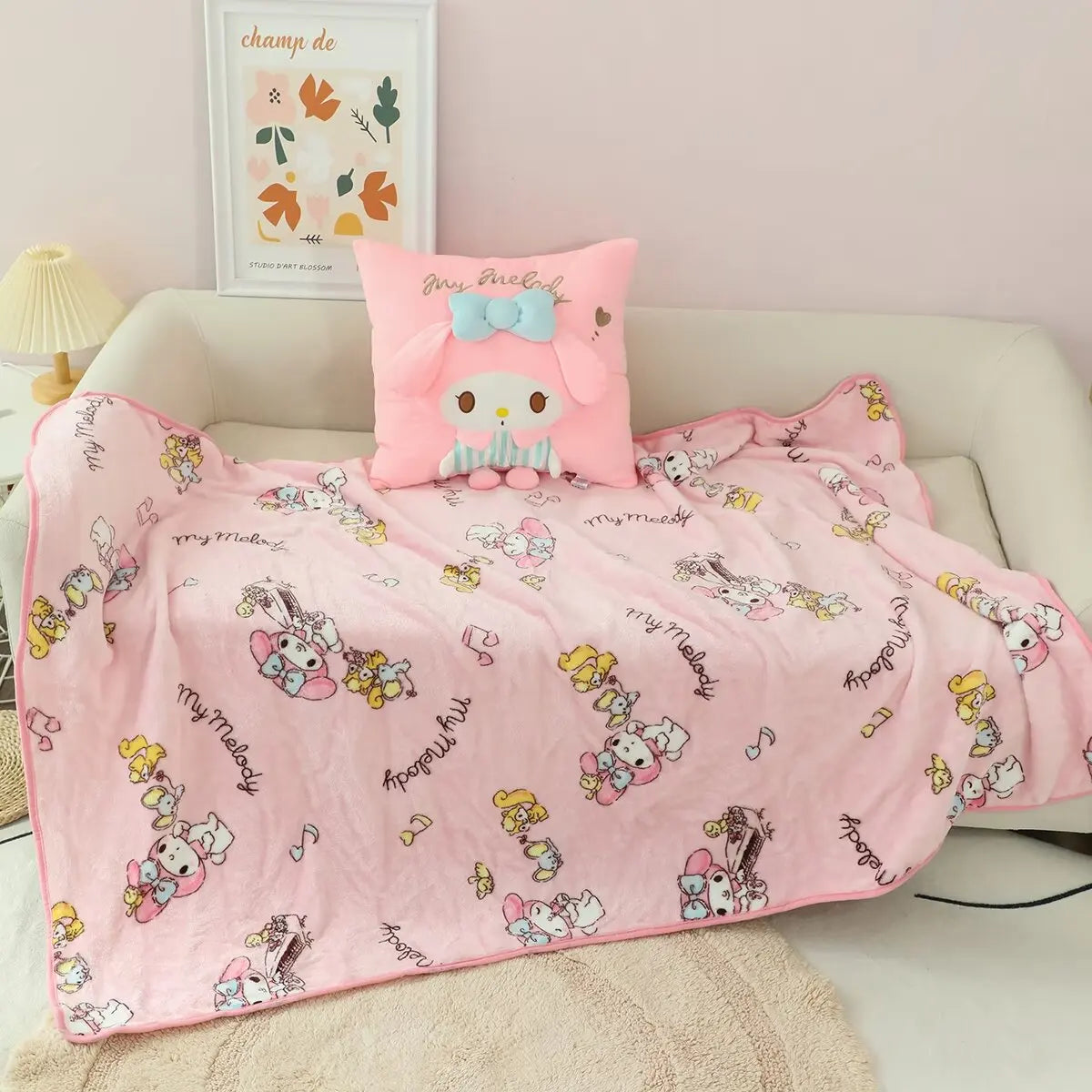 Lovely Sanrio Kuromi My Melody Hello Kitty Hangyodon Plush Pillow Melody Hello Kitty Pillow blanket Gifts For Girl