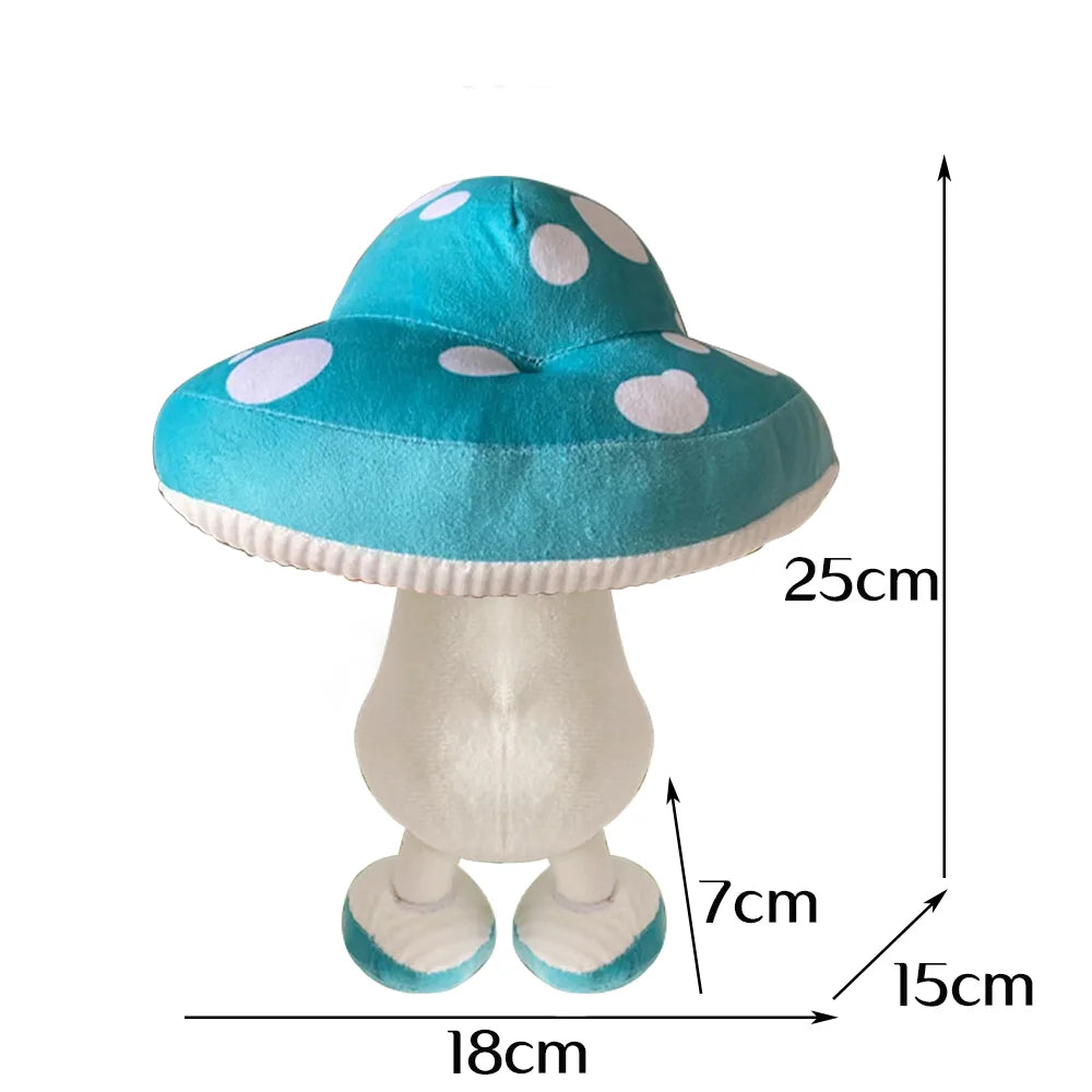 25cm Kawaii Walking Mushroom Plush Toys Funny Detachable Legs Plant Dolls House Car  Red Blue Pillow Children Graduation Gifts