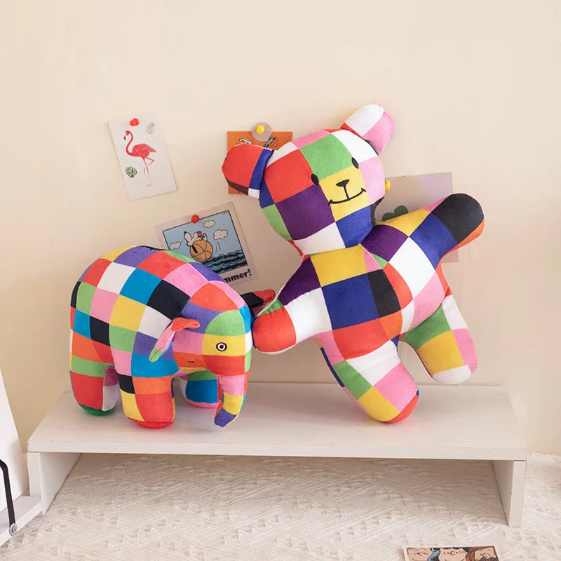 Cute Anime Elmer The Elephant Figure Plush Toy Stuffed Cartoon Bear Snake Dolls Soft Animals Pillow for Kids Xmas Halloween Gift