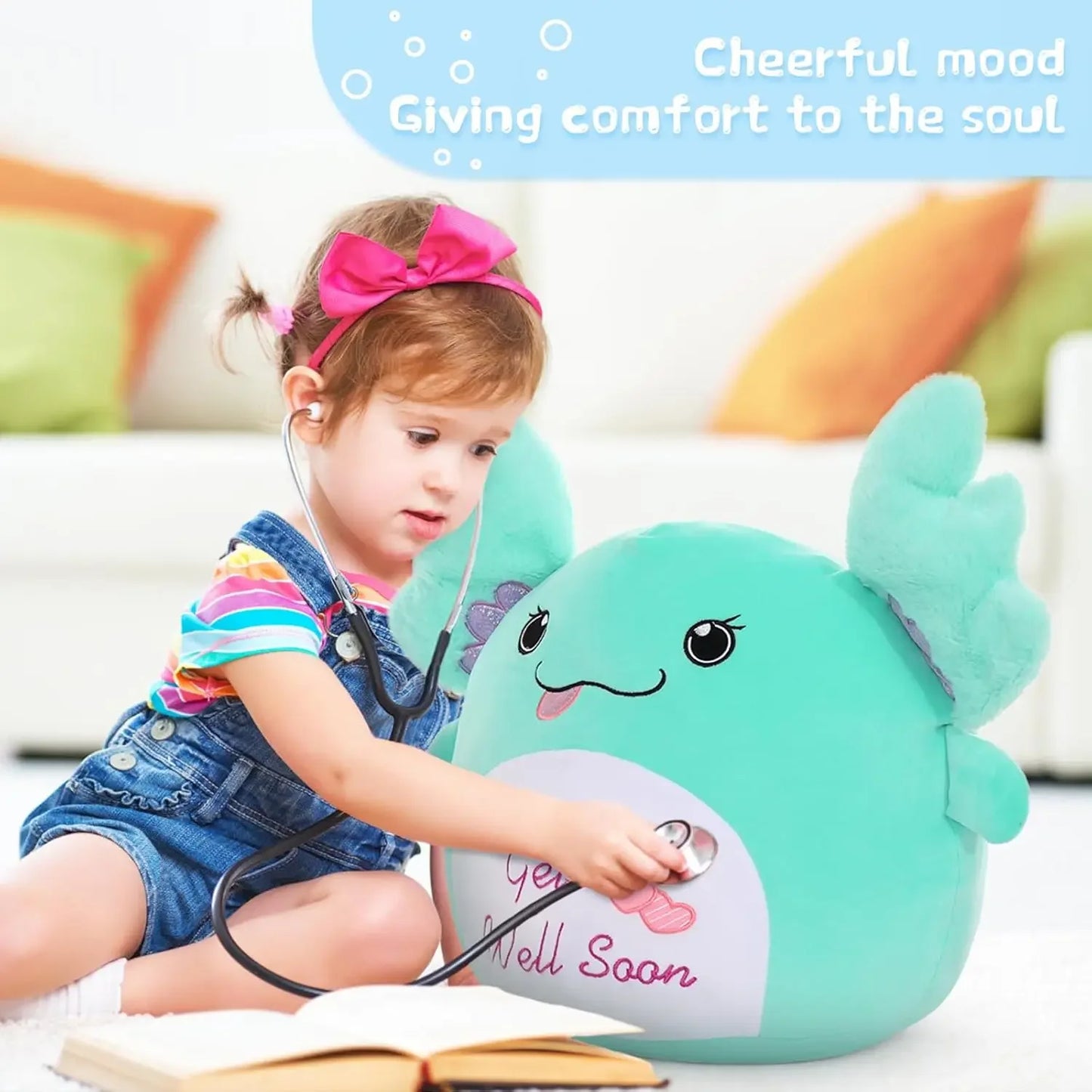 18" Get Well Soon Axolotl Plush Pillow  - Plush Toy Gifts for Women - Feel Better Gifts for Kids Women