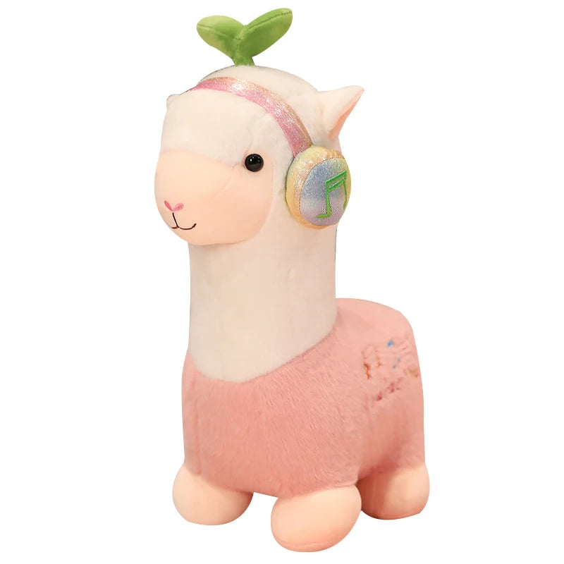 25-68CM Cute headset Alpaca Llama Plush Toy Stuffed Animal Sheep Dolls Soft Plush Alpaca Dolls For Birthday Gifts