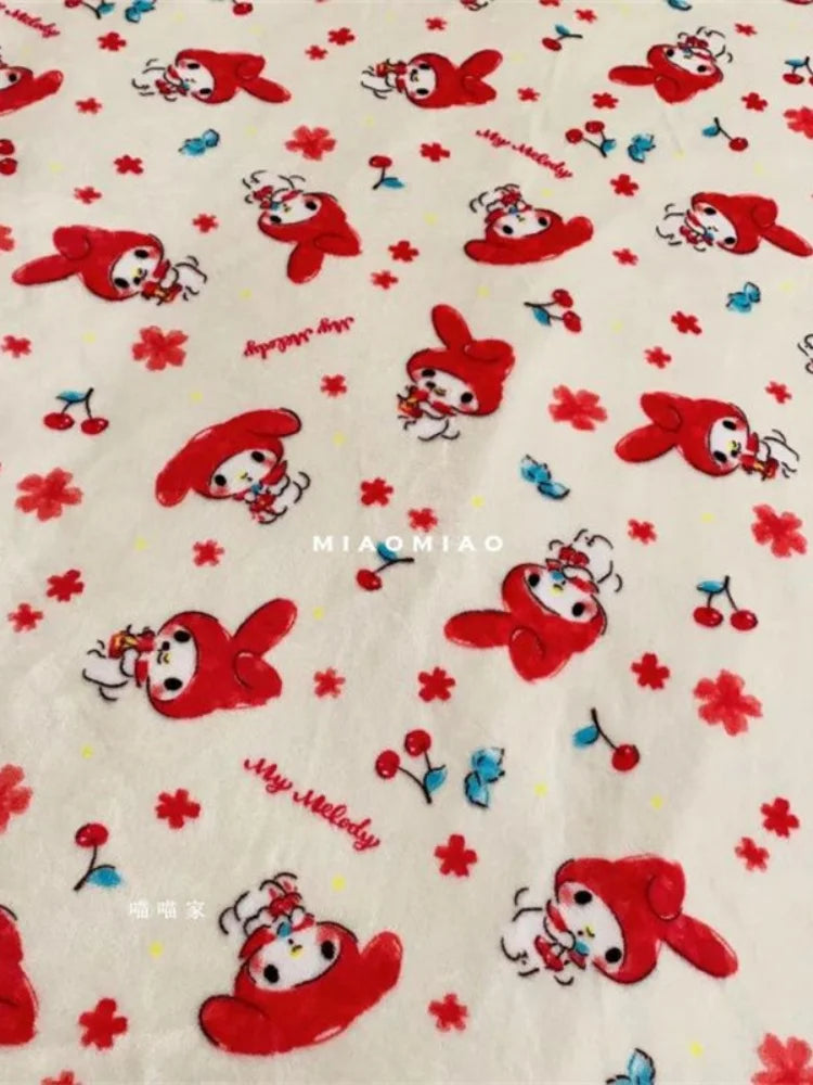 Sanrio My Melody Blanket Comfortable Warm Cartoon Hello Kitty Printed Flannel Blanket Car Blanket Bedspread Pillowcase Girl