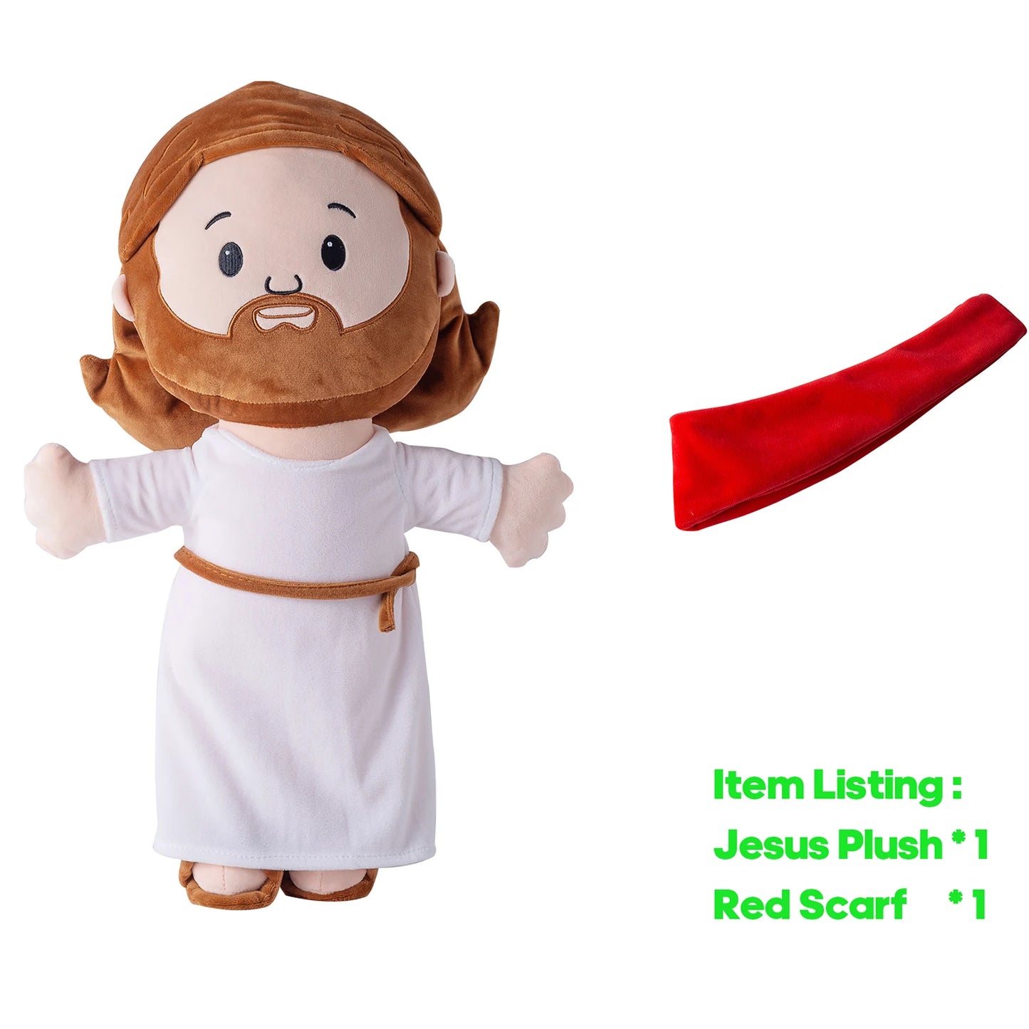 25cm/50cm Cartoon Jesus Pillow Stuffed Toy Bedside Sofa Cushion Christmas Gift Soft Plush Doll with Bible Pillow for Children