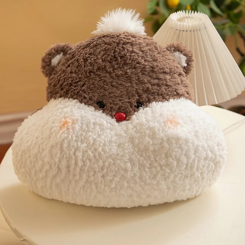 40cm Lovely Soft Stuffed Fluffy Animals Series Beaver Pig Foxes Dragon Penguin Dolls With 2 Holes Hand Warmer Winter Keep Warm