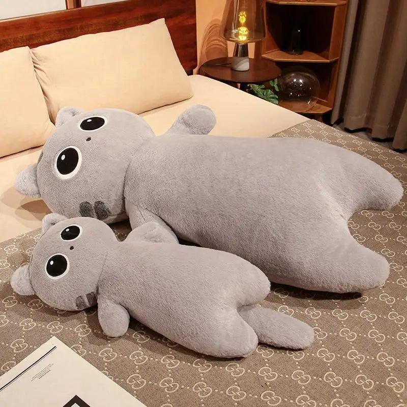 1PC Long Giant Cute Cats Plush Toy Cylidrical Animal Bolster Pillow Cat Stuffed Plushie Children Sleeping Friend Xmas Gift