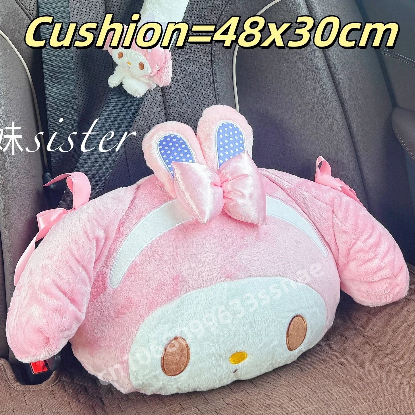 Sanrio Sweet Girl My Melody Back Cushion Headrest Seat Belt Cover Stuffed Anime Cuddly Pillow Sofa Bed Home Decor Xmas Gifts