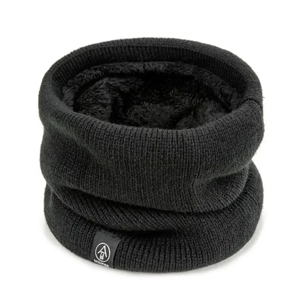 Winter Warm Knitted Ring Scarf For Women Men Plush Full Mask Tutdoor Cashmere Solid Snood Neck Scarves Thick Bufanda Muffler