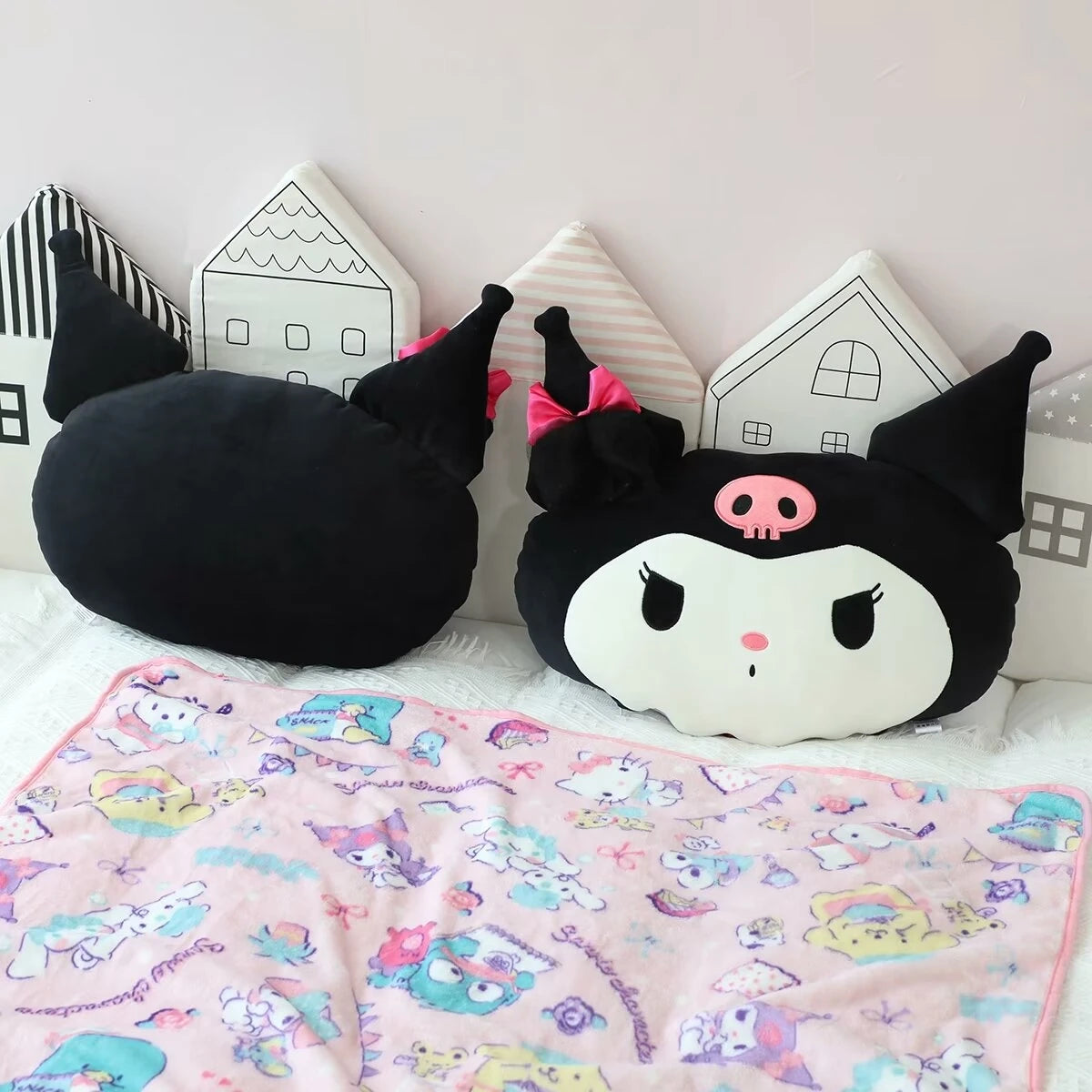 45cm Very Soft Kuromi Plushies Comfortable Stuffed Anime Throw Pillow Sofa Bed Back Cushion Cuddly Plush Toy Xmas Gifts