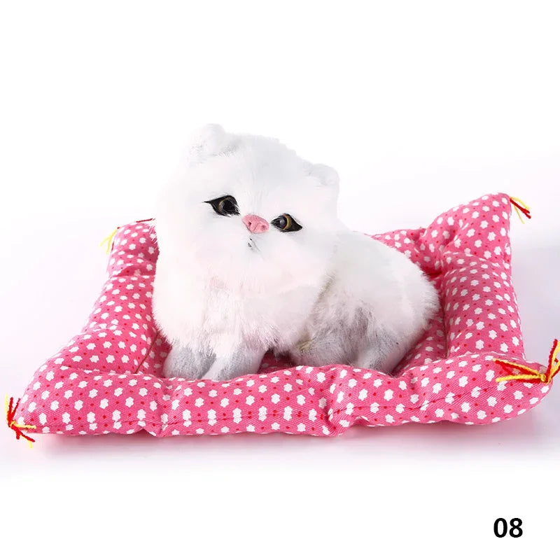 Simulation Cute Animal Doll Plush Sleeping Cats Toy with Sound Children Christmas Gift Party Decor Kids Birthday Gift