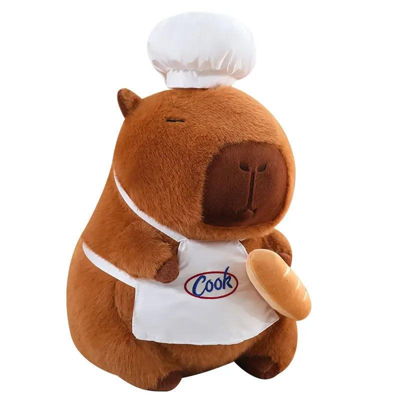 Big Size Lovely Chef Capybara Plush Toy Kawaii Stuffed Animal Funny Capybara Hold Bread Plushies Cute Doll Room Decor Gifts