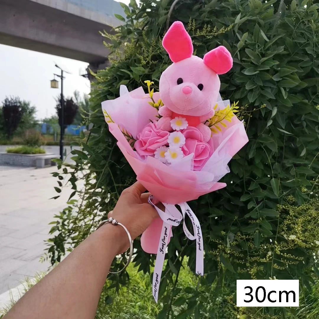 Winnie the Pooh Bear Tiger Pig Plush Bouquet Anime Cartoon Decoration Kids Birthday Gift Valentine's Day Gift For Women