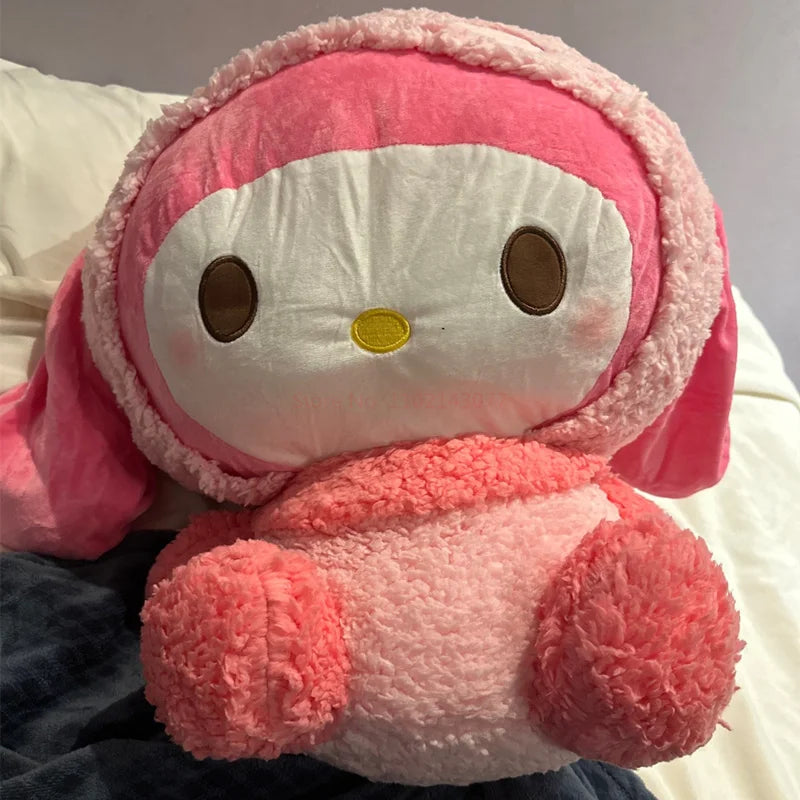 Large Sanrio My Melody Turned Into A Panda Pillow Stuffed With Kawaii Doll Plush Toy Kuromi Hello Kitty Plush Gift.