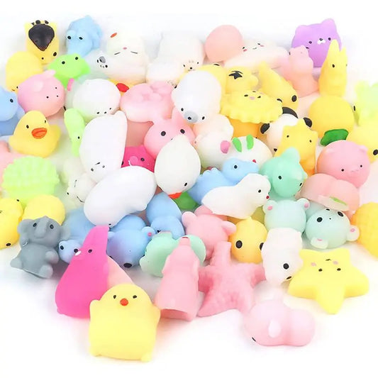 10pcs Random Mini Squishy Mochi Toy - Kawaii Animal Stress Toy