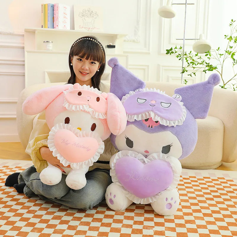 25CM Sanrio Plushies Cute Cartoon Kuromi My Melody Love Stuffed Plush Doll Plush Pillow Room Decoration Children Gifts Toys