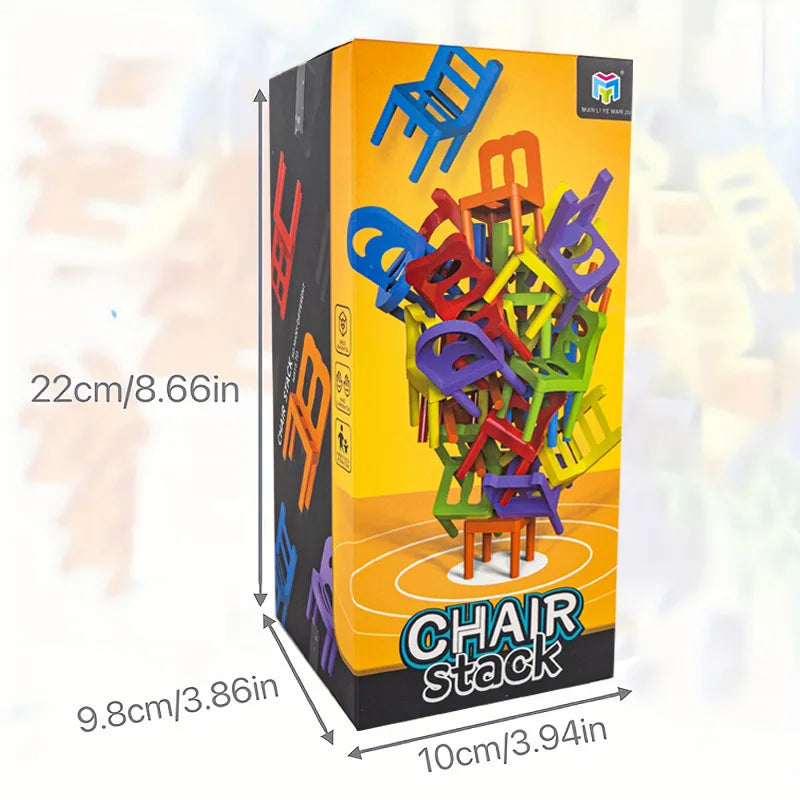 Chair Stack Tetra Tower Fun Balance Stacking Building Blocks Board Game for Kids Adults Friends Party Game Night and Partie Toy