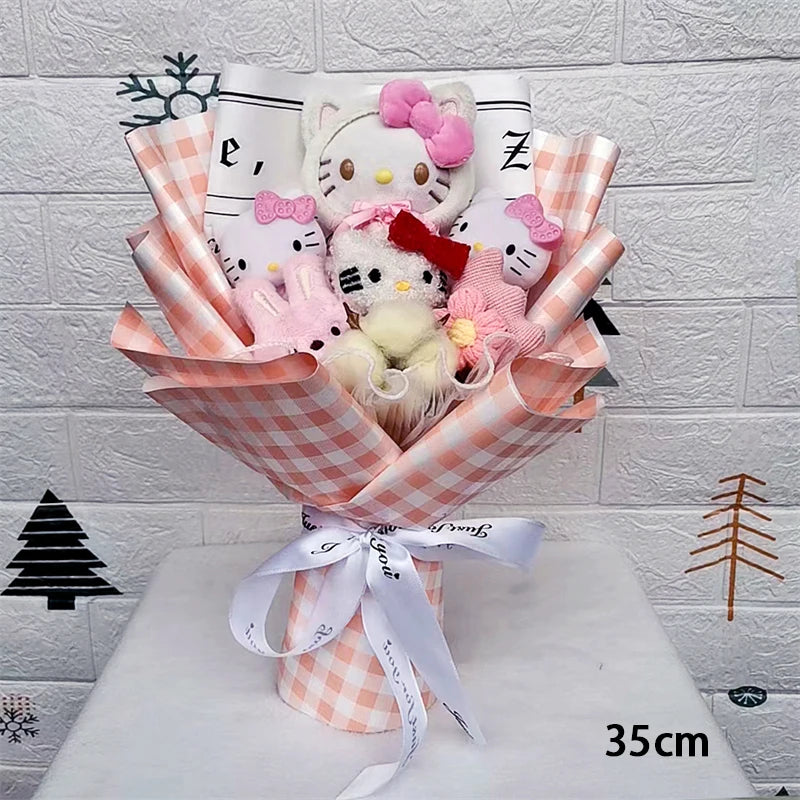 Sanrio Kuromi Plush Bouquet Hello Kitty Melody Cinnamoroll Anime Doll Toy Valentine's Day Christmas Graduation Girls Friend Gift