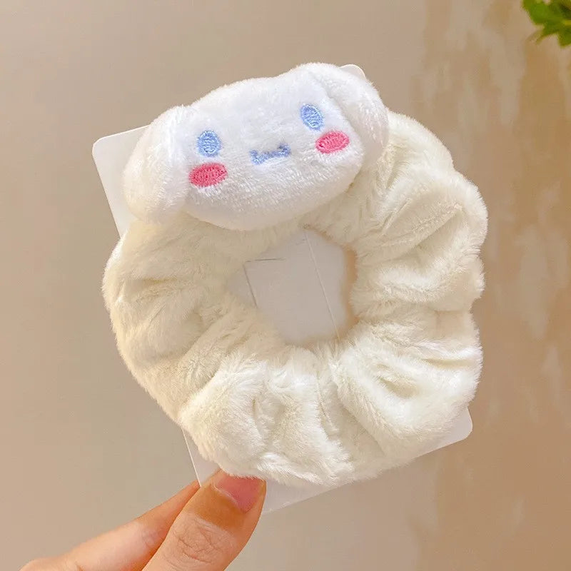 2024 New Sanrio Plush Hair Band Toy Cute Kuromi Hello Kitty Cinnamoroll My Melody Pompom Purin Headdress Kid Girl Birthday Gifts