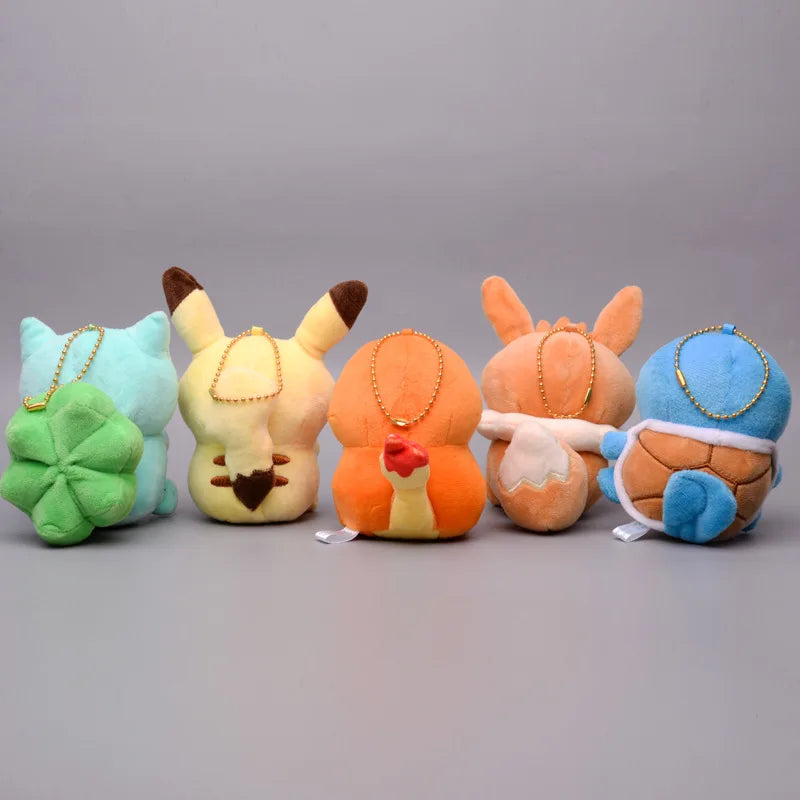 Pikachus plush Pendant toys Squirtle Bulbasaur Charmander Snorlax Keychain Pokemoned anime Stuffed doll Christmas gifts for kid