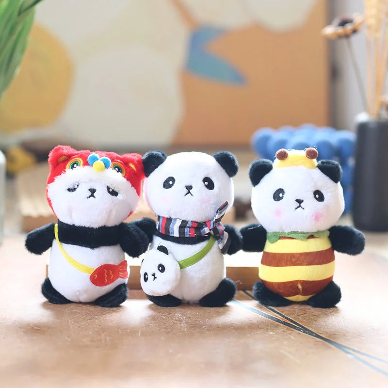 Cartoon Rabbit Panda Bear Plush Toys Pendant Cute Stuffed Animal Doll Keychain Bag Pendant Backpack Hanging Decoration Kid Gifts