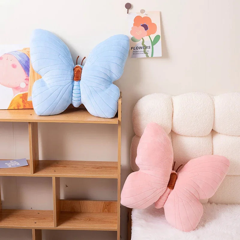 40*40CM New Pink Blue Butterfly Plush Toy Stuffed Cartoon Butterfly Throw Pillow Cushion Home Sofa Decoration Cushion