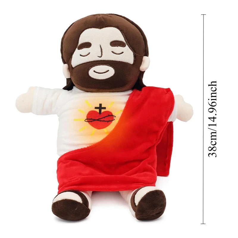 New Baby Soothing Breathing Jesus Plush Toy Jesus Doll Four-gear Adjustment Children Music Sleep Companion Christmas Toy Gifts