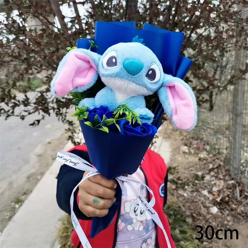 Lilo & Stitch Graduation Plush Bouquet  Anime Soft Stuffed Animals Children Birthday Home Decoration Christmas Party Gift