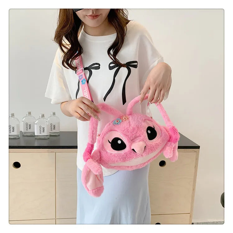 Disney New Lilo & Stitch Plush Toys Kawaii Plush Messenger Bag Girl Handbag Anime Stuffed Toys Children Cartoon Plushie Soft Bag