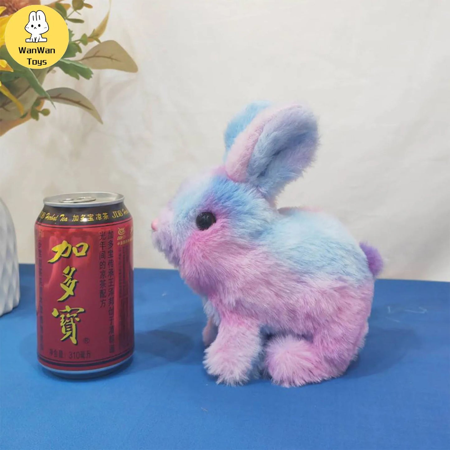 Simulation Soft Fur Color Starry Sky Color Electric Cute Bunny Children Plush Interactive Animal Doll Battery Model 3+