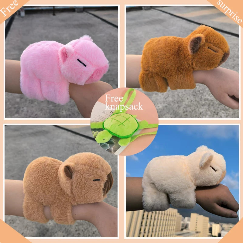 Animal Wristband Slap Bracelets Capybara Clap Circle Toys Slap Wrap Wristband Bracelet Capybara Plush Toy Kids Christmas Gift