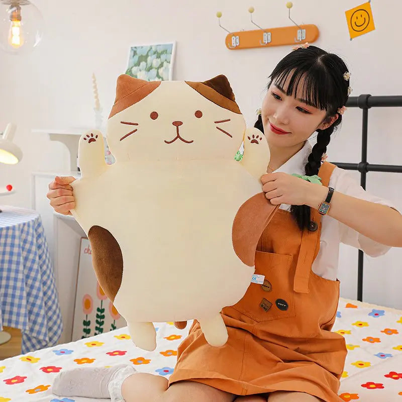 45cm-105cm Kawaii Big Fat Belly Cat Plush Toys Stuffed Soft Long Animal Cat Pillow Nap Cushion Creative Birthday Gift for Kids