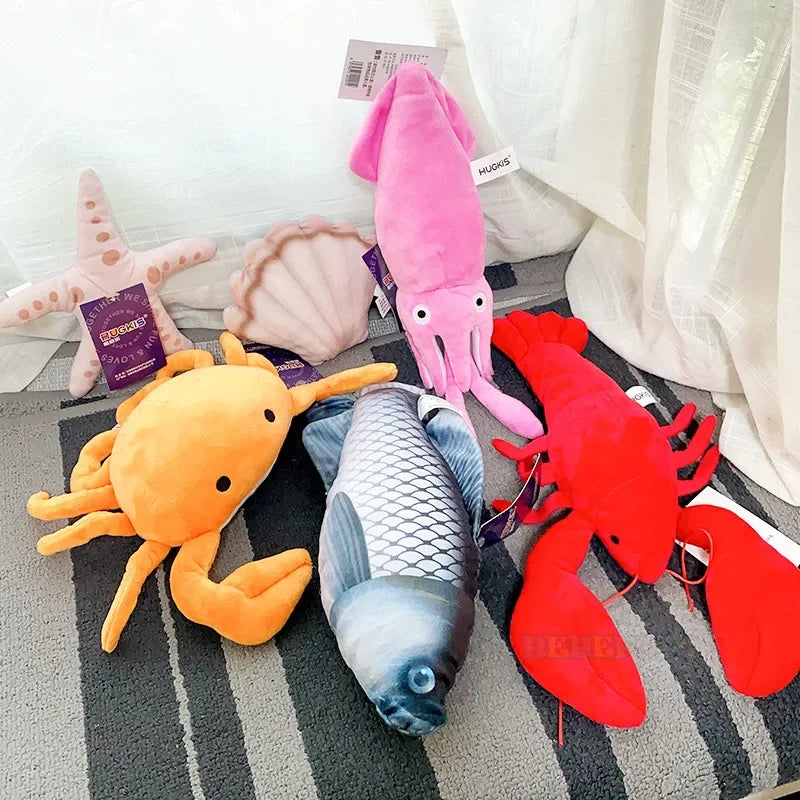 Lobster Squid Crab Starfish Scallop Carp Fish Aquarium Cartoon Sea Ocean Animal Marine Park Plush Toy Stuffed Doll Boy Girl Gift