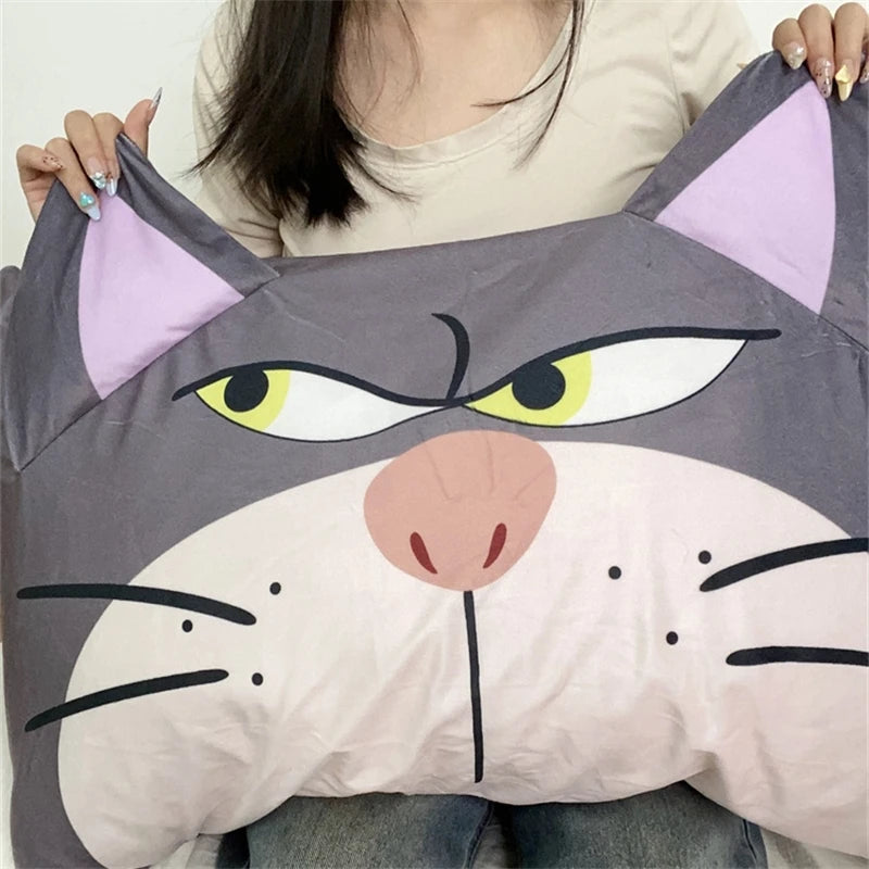 Disney Lucifer Cat Pillowcase Lovely Lucifer Cat Plush Pillow Cover Cute Anime Grey Cat Pillowcase Bed Home Decor Gifts Girl