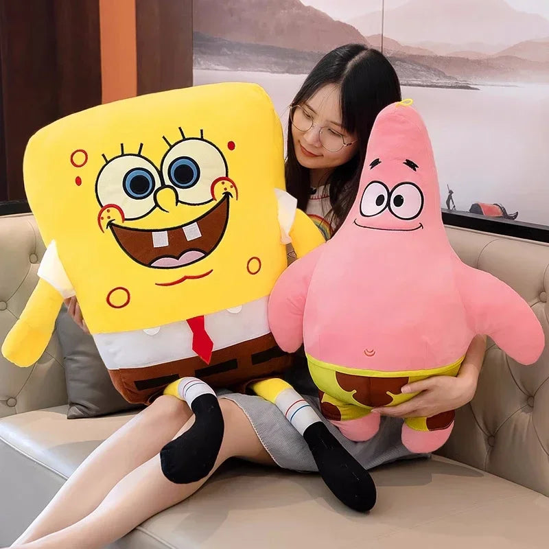 Big Size Cute SpongeBob Patrick Star Plush Toy Very Soft Hug Pillow Stuffed Cartoon Anime Plushies Kawaii Doll Xmas Gifts