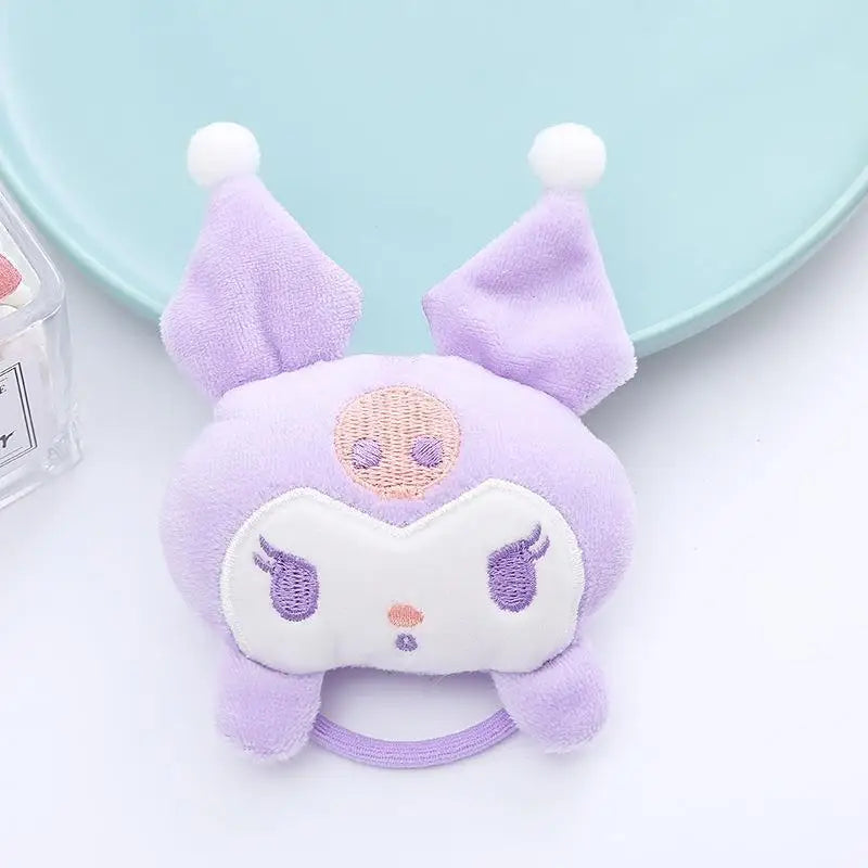 2024 New Sanrio Plush Hair Band Toy Cute Kuromi Hello Kitty Cinnamoroll My Melody Pompom Purin Headdress Kid Girl Birthday Gifts