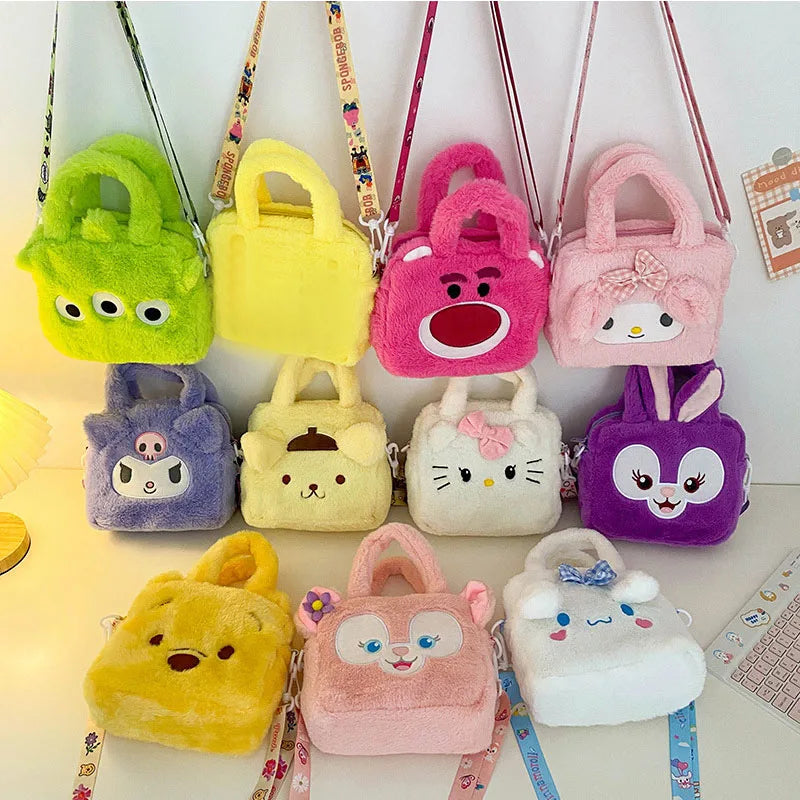 20cm Japanese Style Sanrio Plush Bag Cartoon Hand-held Children's Small Bag Cute Doll Girl Pendant Doll Bag Birthday Gift