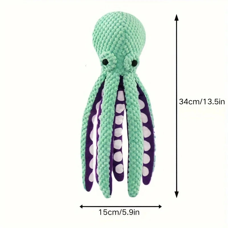 Durable Octopus Plush Dog Toy With Squeaker - Bite-Resistant, Teeth Cleaning Design For Medium Breeds