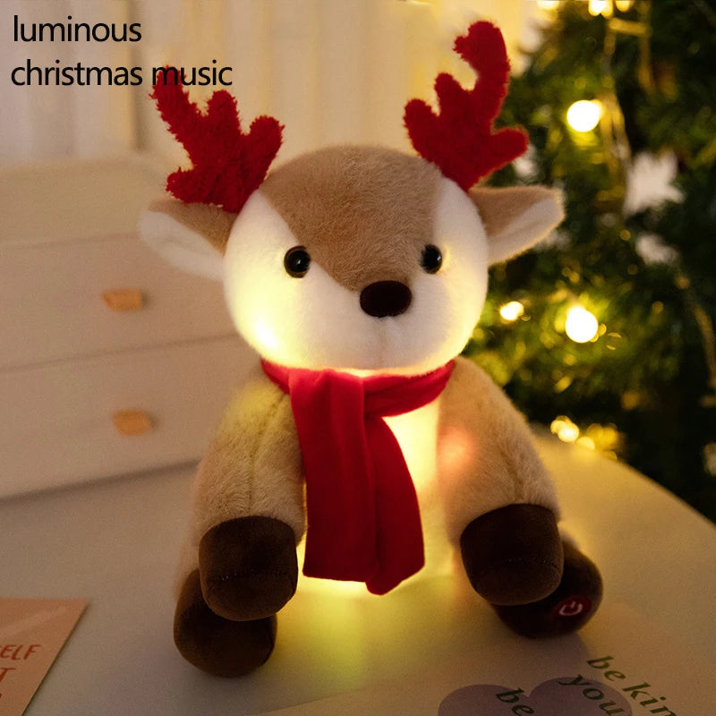 1pc Creative Christmas Luminous Santa Claus Elk Snowman Plush Stuffed Toys Lovely Sing Christmas Music Doll Happy New Year Gift