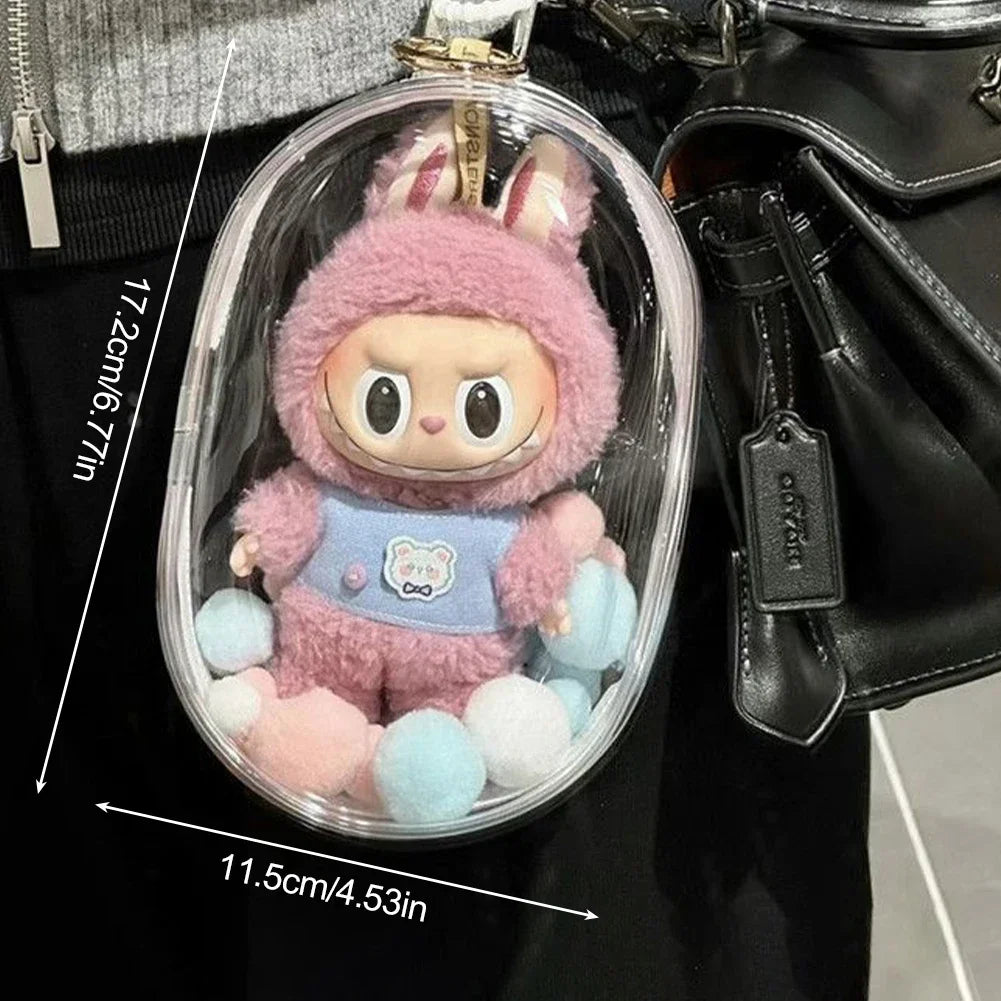 Protective Acrylic Case shell Transparent Organizer Box For Labubu V1 V2  pumpkin Style Thickened Doll Keychain Bags