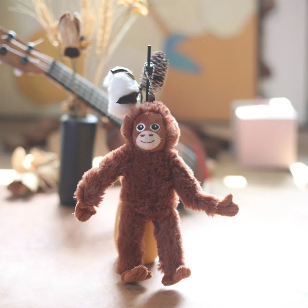 Lovely Gorilla Orangutans Monkey Cute Animal Pendant Key Ring Soft Stuffed Doll Plush Toy Girl Boy Birthday Christmas Gift