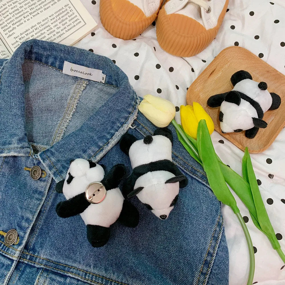 New Little Panda Brooch Plush Toy Panda Cartoon Doll Brooch Accessories Schoolbag Clothing Accessories